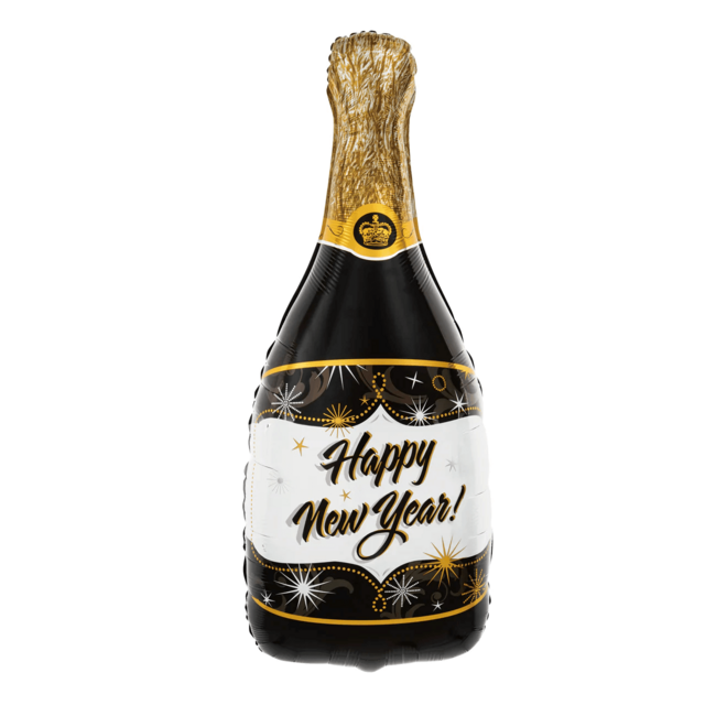 Fóliový balónek supershape Happy New Year Šampaňské 100x49cm