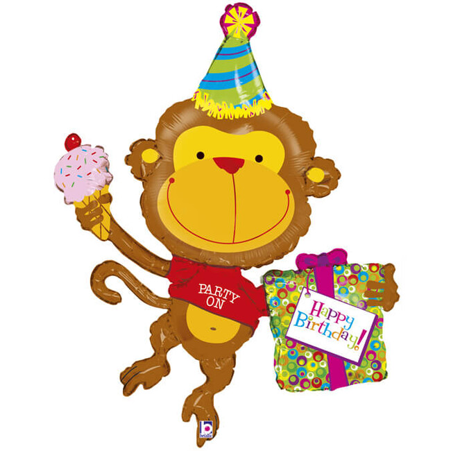Fóliový balónek Supershape Opička Happy Birthday 124cm