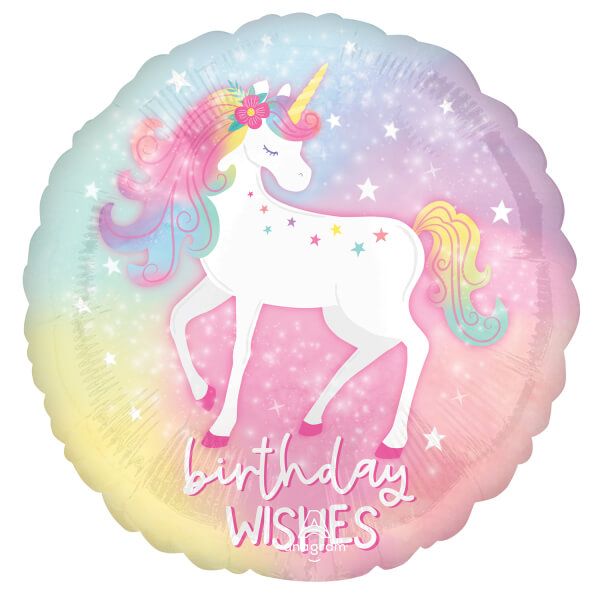 Fóliový balónek Unicorn Birthday Wishes 43cm