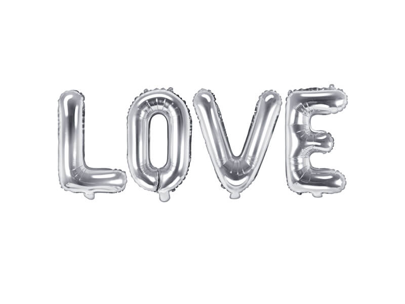 Balónkový banner LOVE stříbrný 140x35cm