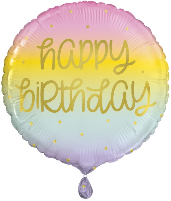 Levně Fóliový balónek Happy Birthday pastelový 45cm