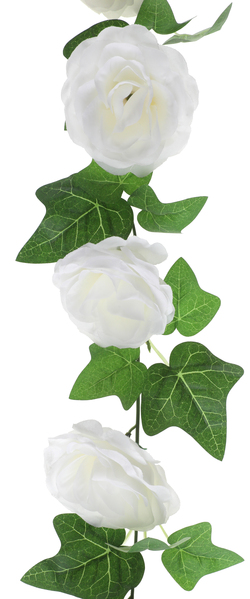Levně Girlanda Bílé růže s listy 180cm