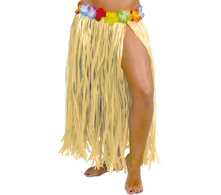 Havajská sukně žlutá s květy 75cm