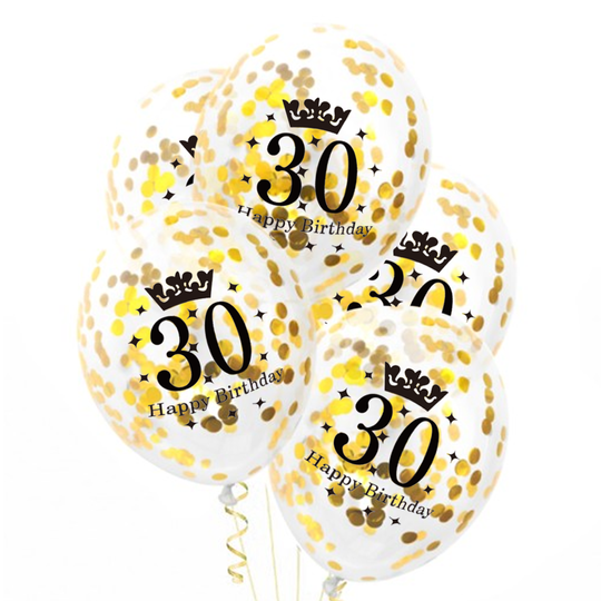 Levně Konfetové balóny 30 let zlaté 6ks 30cm