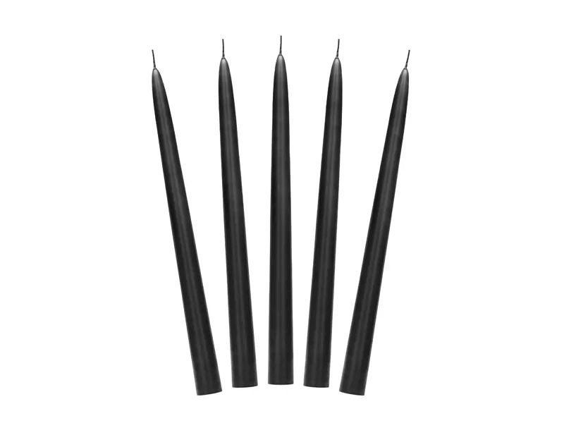 Levně Kónické svíčky černé 24cm 10ks