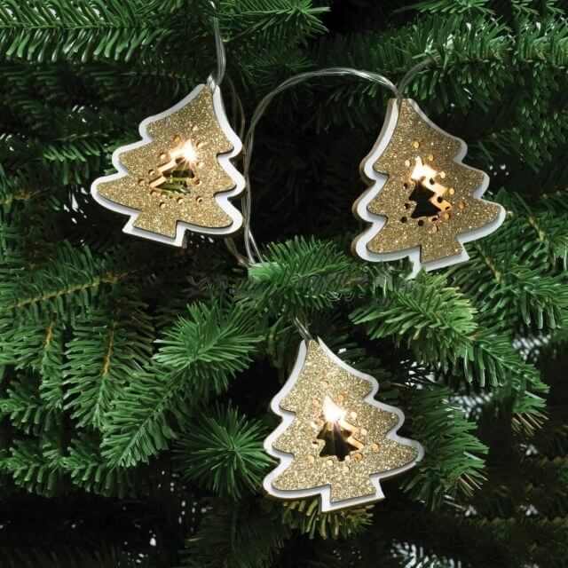 LED Světelný řetěz Vánoční stromek zlatý 3+5,7m