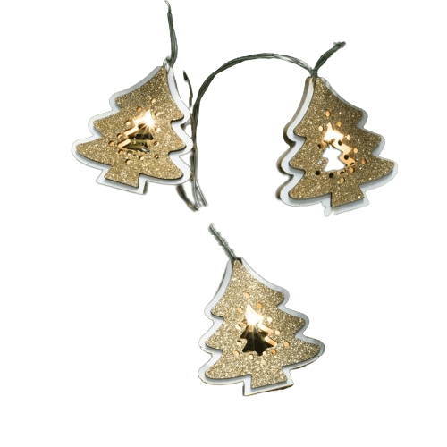 Levně LED Světelný řetěz Vánoční stromek zlatý 3+5,7m