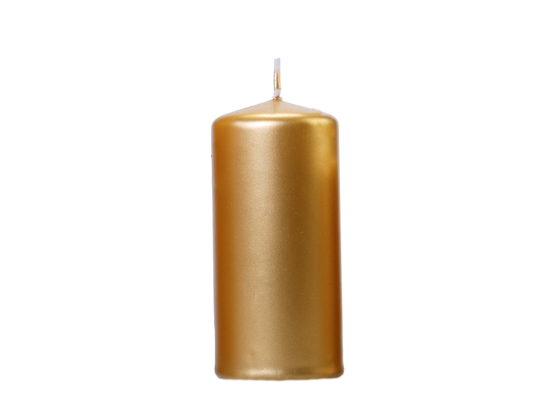 Valcová svíčka zlatá metalická 12cm