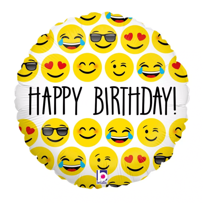 Levně Mini fóliový balónek Happy Birthday Emoji 23cm