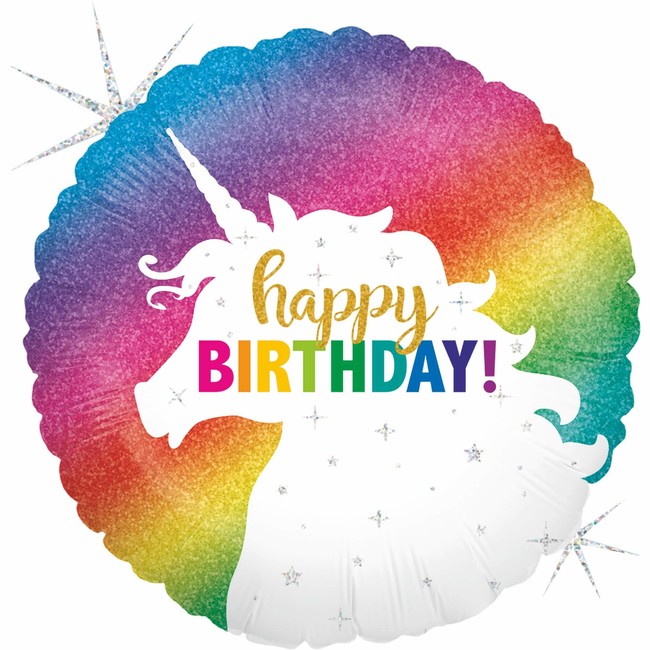 Levně Mini fóliový balónek Happy Birthday Jednorožec 23cm