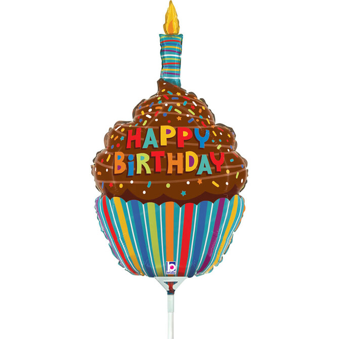 Levně Mini fóliový balónek Muffin farebný Happy Birthday 23cm