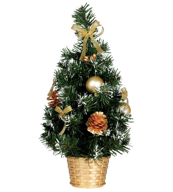 Vánoční stromek v květináči zlatý umělý 30cm