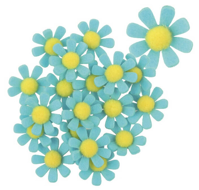 Nalepovací ozdoby květiny modré 3,5cm 18ks