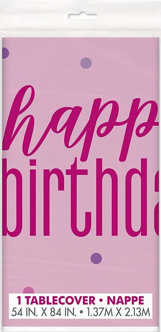Ubrus Happy Birthday růžový glitz 137x213cm