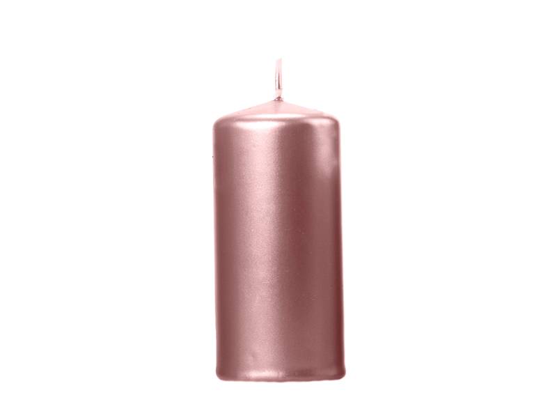 Válcová svíčka růžově zlatá metalická 12x6cm