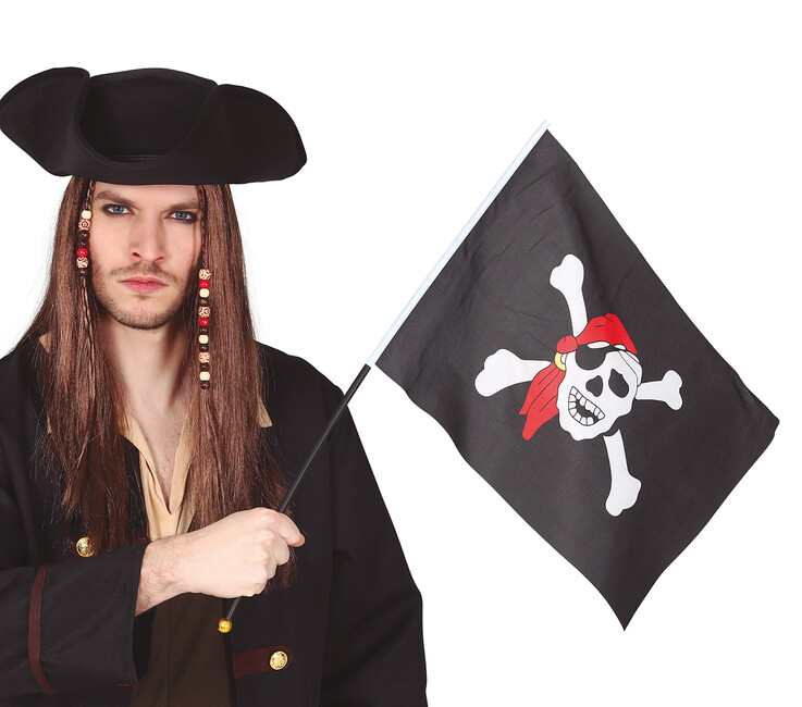 Levně Pirátská vlajka na hůlce 42x30cm