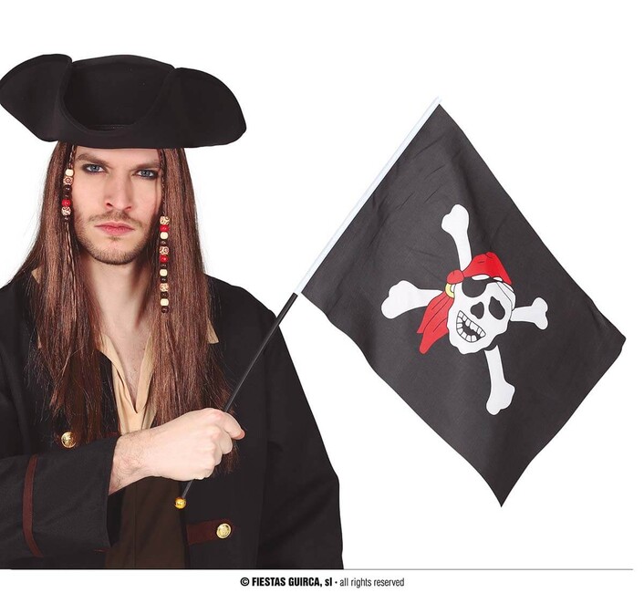 Pirátská vlajka na hůlce 42x30cm
