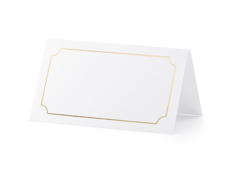 Jmenovky na stůl bílo-zlaté 10ks 9,5x5,5cm