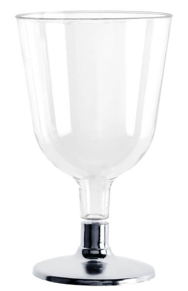 Levně Plastové sklenice na víno stříbrné 150ml 6ks