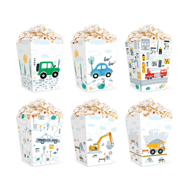 Levně Popcornové krabice Dopravní prostředky 12,5x8,5cm