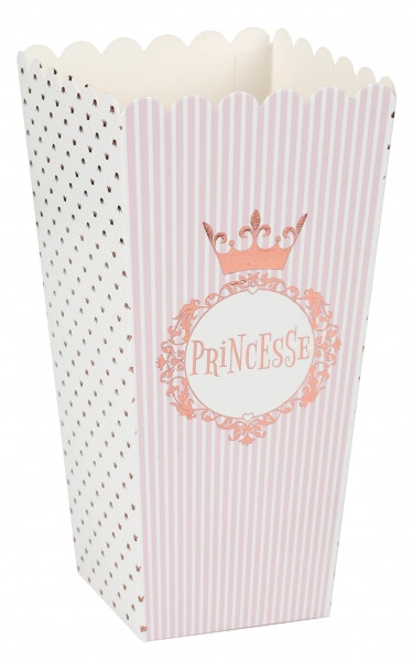 Levně Popcornové krabice Princess 8ks 6x8x17cm