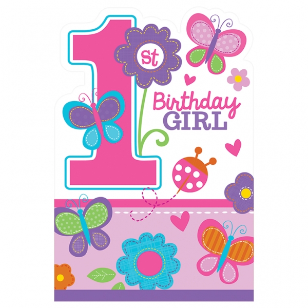 Pozvánky 1.narozeniny B-day Girl 8ks