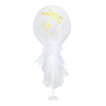 Balón bílý se zlatými konfetami v týlu 30cm