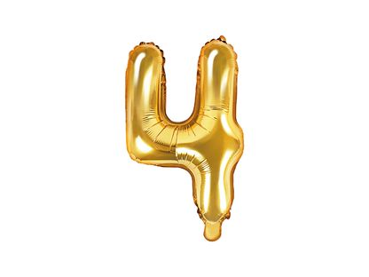 Mini fóliový balónek číslo 4 zlatý 35cm