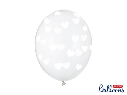 Průsvitné balónky bílá srdce 30cm 6ks