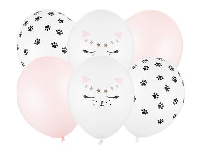 Balónky Růžová Kočička 30cm 6ks