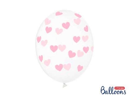 Průsvitné balónky světle růžová srdce 30cm 6ks