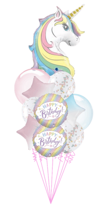 Balónová kytice Jednorožec pastelový 11ks