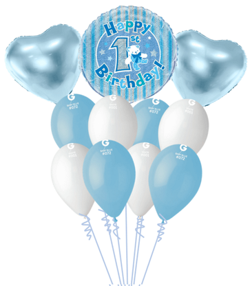 Balónová kytice k 1.narozeninám Chlapeček premium