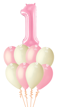 Balónová kytice k 1.narozeninám Holčička s číslem