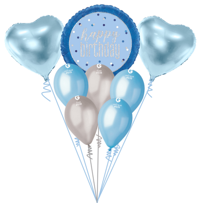 Balónová kytice k narozeninám modrá 8ks