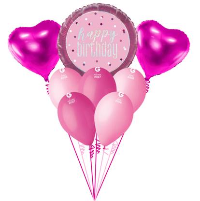 Balónová kytice k narozeninám růžová 8ks