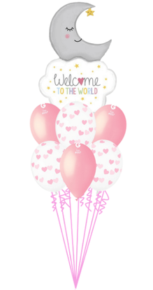 Balónová kytice k narození holčičky Vítej na světě 9ks