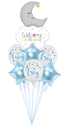 Balónová kytice k narození Vítej na světě chlapeček 7ks