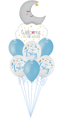 Balónová kytice k narození Vítej na světě chlapeček 9ks