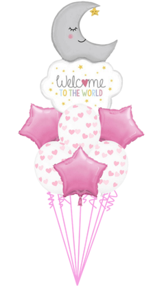 Balónová kytice k narození Vítej na světě holčičku 7ks