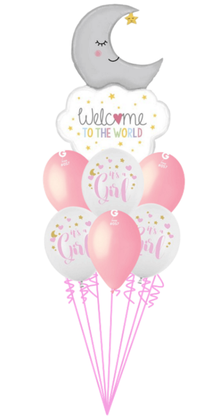 Balónová kytice k narození Vítej na světě holčičku 9ks