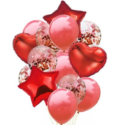 Balónová kytice kombinovaná červená 12ks