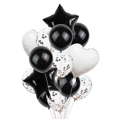 Balónová kytice kombinovaná černo-bílá 12ks