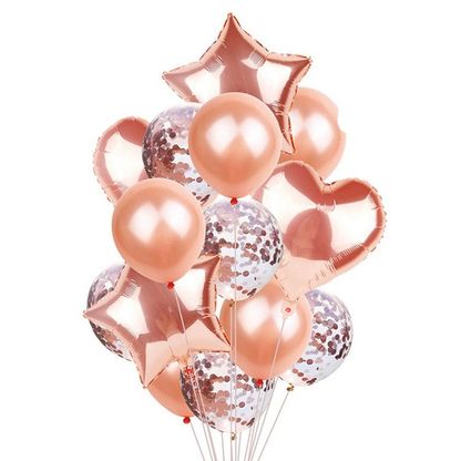 Balónová kytice kombinovaná růžovo-zlatá 12ks