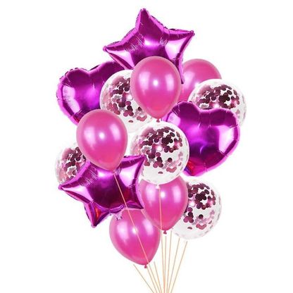 Balónová kytice kombinovaná růžová 12ks