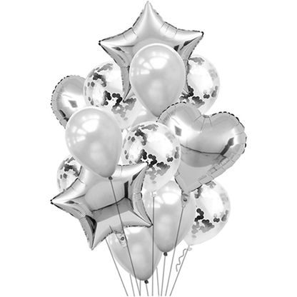 Balónová kytice kombinovaná stříbrná 12ks