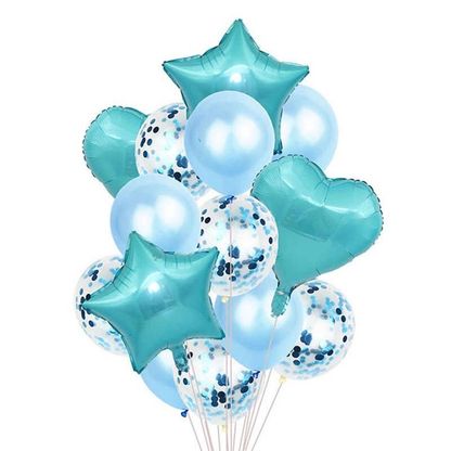Balónová kytice kombinovaná světle modrá 12ks