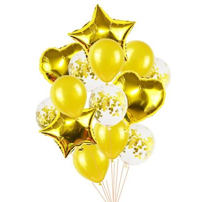 Balónová kytice kombinovaná zlatá 12ks