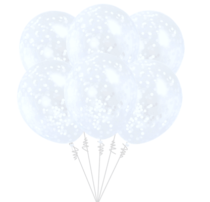 Balónová kytice konfetová bílá 6ks