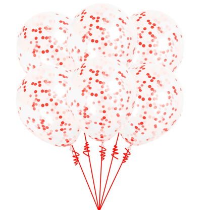 Balónová kytice konfetová červená 6ks